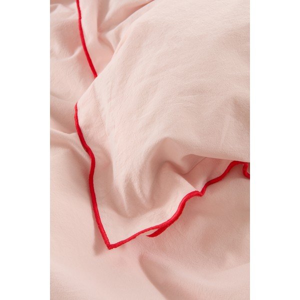 Set copripiumino e federa rosso/rosa chiaro in percalle di cotone per letto matrimoniale/per letto esteso 200x220 cm Pivot – Jotex-image-4