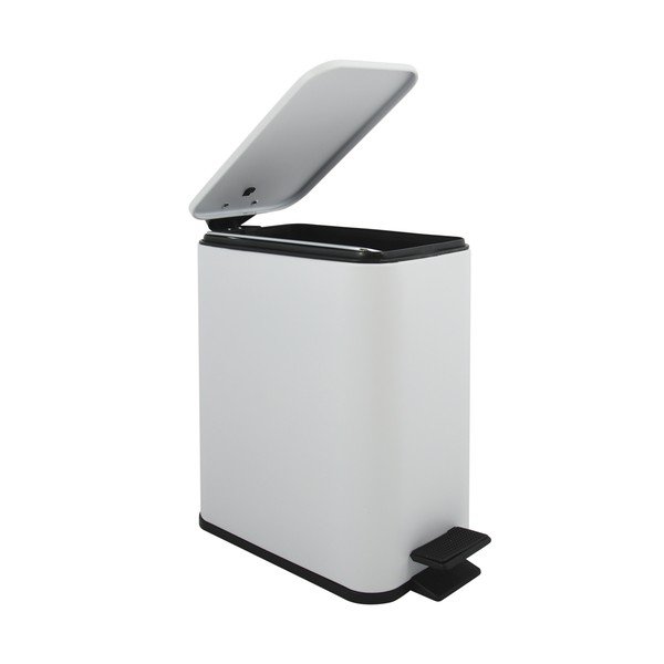Cestino per la spazzatura bianco opaco in acciaio con pedale 5 l   Erik – Spirella-image-2