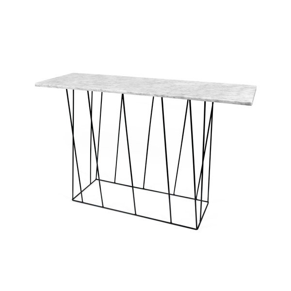 Consolle in marmo bianco con gambe nere Helix, 40 x 120 cm - TemaHome-image-1