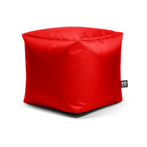 Pouf per bambini rosso con rivestimento in finta pelle Cube M – So Soft?