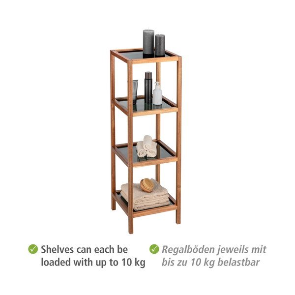 Mensola da bagno in vetro di colore nero-naturale 36x112 cm Fondi - Wenko-image-4