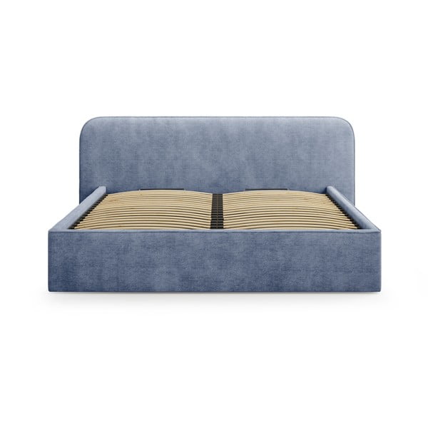 Letto matrimoniale imbottito blu scuro con contenitore e rete inclusi 160x200 cm Elizabeth – Micadoni -image-4