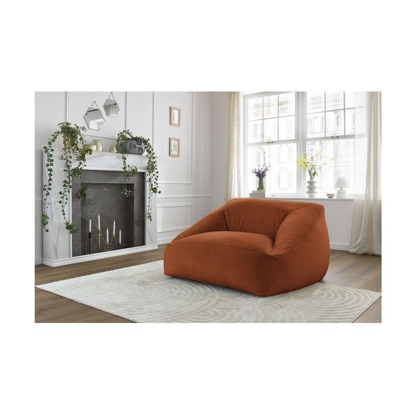Puof a sacco arancione con rivestimento in pelliccia sintetica Lilibet – Bobochic Paris-image-1