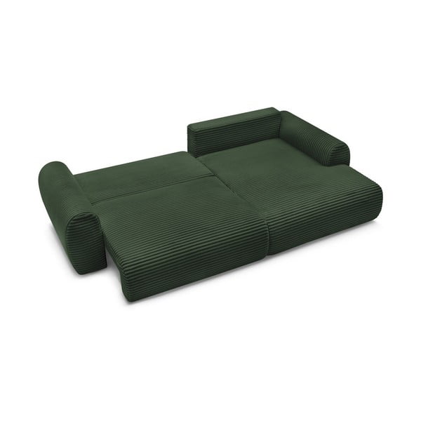 Divano angolare in verde scuro allungabile (con penisola a destra) con rivestimento in velluto a coste Lucien – Bobochic Paris-image-4