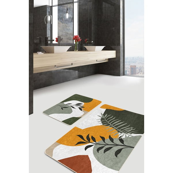 Set di tappetini per il bagno in velluto verdi 2 pz 60x100 cm Illustrated Autumn – Mila Home-image-4