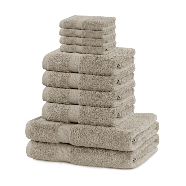 Set di asciugamani per viso e corpo tipo terry beige in cotone 10 pz Marina – DecoKing
