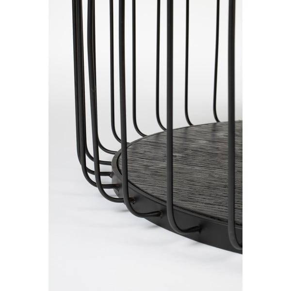 Tavolino nero con piano in vetro , ø 60 cm Lance - White Label-image-3