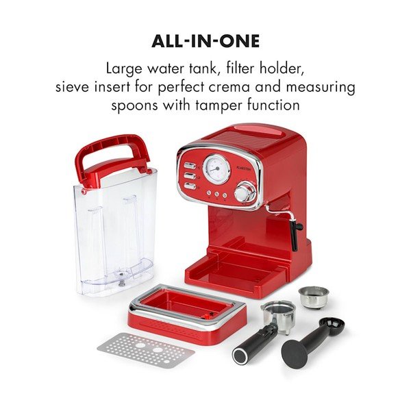 Macchina da caffè rossa Espressionata Gusto - Klarstein-image-3