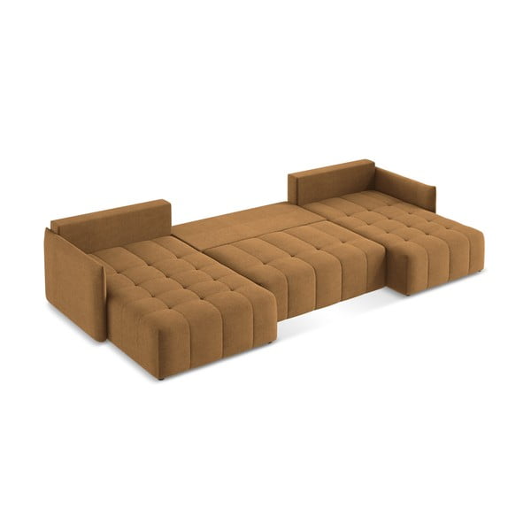 Divano angolare color terracotta allungabile/con contenitore (a U) Moku – Makamii-image-3