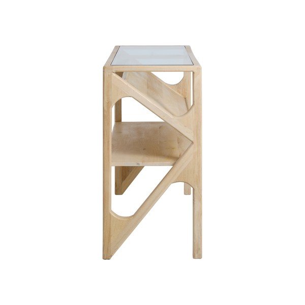 Tavolo consolle colore naturale chiaro con piano in vetro 41x119 cm Yuki – Light & Living-image-3