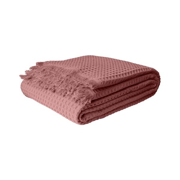 Copriletto rosa in cotone 140x200 cm Waffle – Mijolnir