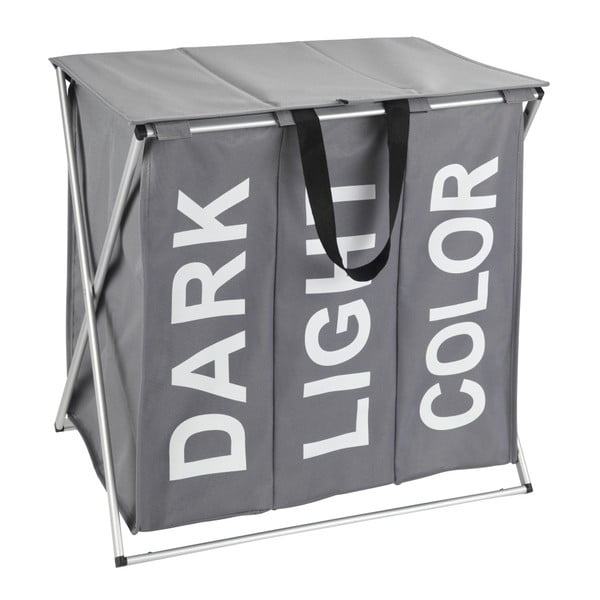 Cesto triplo per biancheria grigio Trio, 118 l Corno - Wenko-image-2