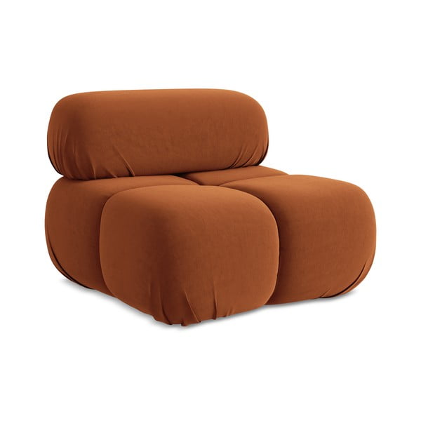 Parte divano componibile arancione (solo con parte centrale) con rivestimento in velluto Lokua – Makamii-image-1