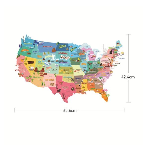 Mappa murale autoadesiva di grandi dimensioni degli Stati Uniti, 50 x 70 cm - Ambiance-image-3