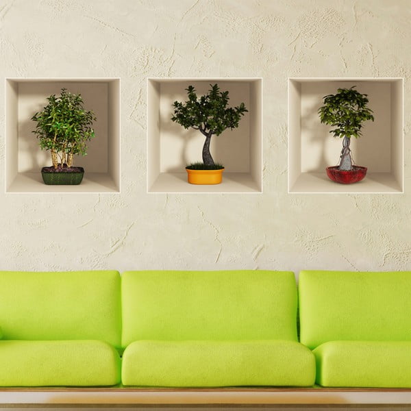 Set di 3 adesivi con alberi bonsai effetto 3D - Ambiance-image-1
