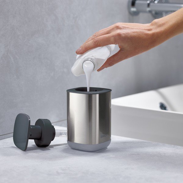 Dispenser per sapone color argento lucido in acciaio inox 250 ml Presto Steel – Joseph Joseph-image-4