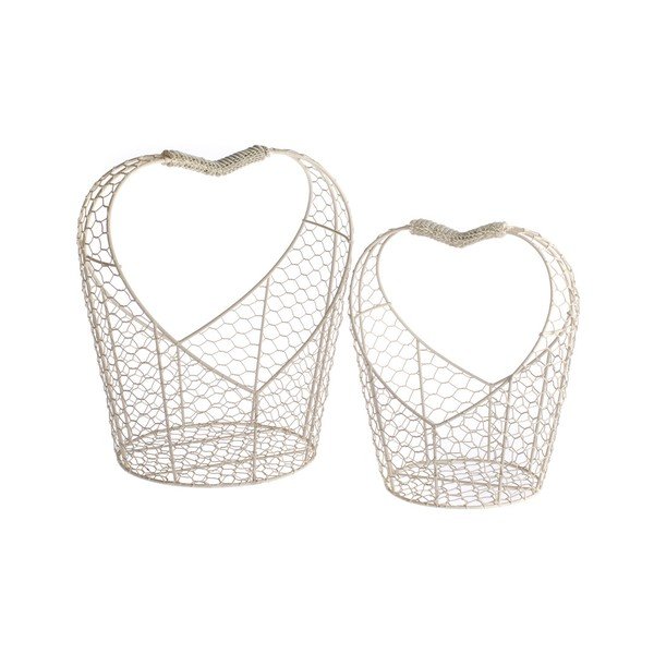 Set di 2 cestini di Pasqua a forma di cuore in metallo - Dakls