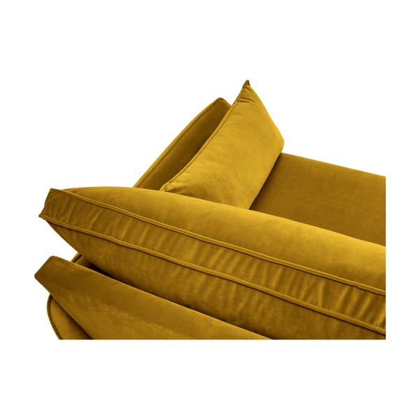 Divano in velluto giallo con gambe nere, 198 cm Lento - Kooko Home-image-4