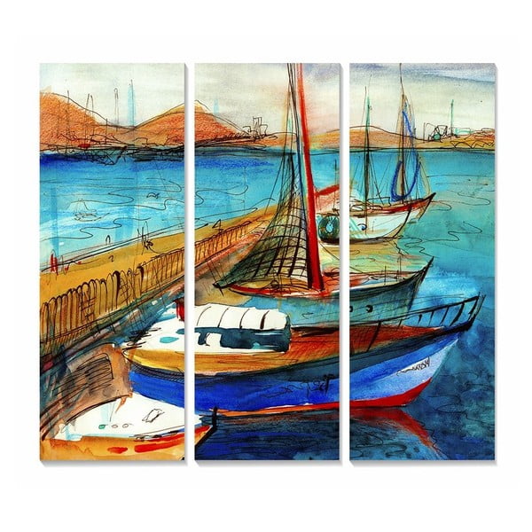 Dipinti in set di 3 pezzi 20x50 cm Sailing - Wallity
