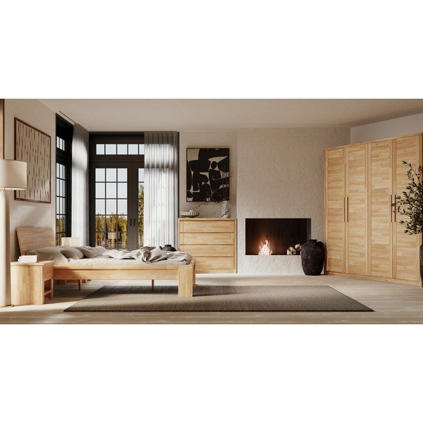 Cassettiera bassa di colore naturale in rovere massiccio 105x96 cm Timo – Olivia Living-image-3