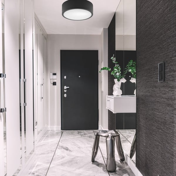 Lampada da soffitto nera con paralume in vetro Dante - LAMKUR-image-1