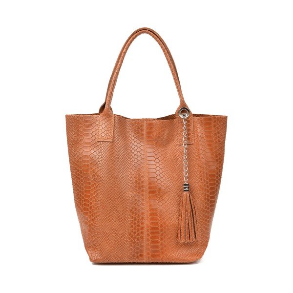 Borsa shopper Lola in pelle marrone cognac - Renata Corsi