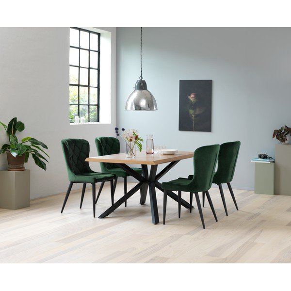 Tavolo da pranzo con piano in rovere decorato in colore naturale 90x160 cm Arno - Unique Furniture-image-3