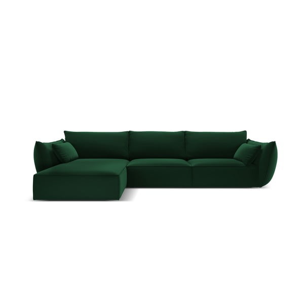 Divano angolare verde scuro (con penisola a sinistra/con chaise lounge) con rivestimento in velluto Vanda – Mazzini Sofas
