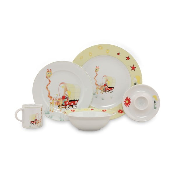 Set da pranzo in porcellana per bambini da 5 pezzi Giraffe - Kütahya Porselen