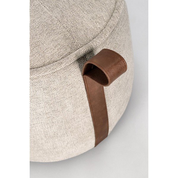Poggiapiedi greige con rivestimento in ciniglia Anila – Bizzotto-image-1