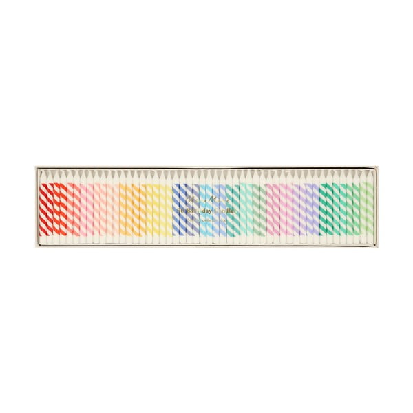 Candele per torta in set da 50 pezzi Rainbow Striped Mini - Meri Meri