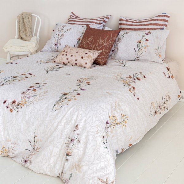 Copripiumino beige in cotone per letto singolo 140x200 cm Wild flowers - Happy Friday-image-2