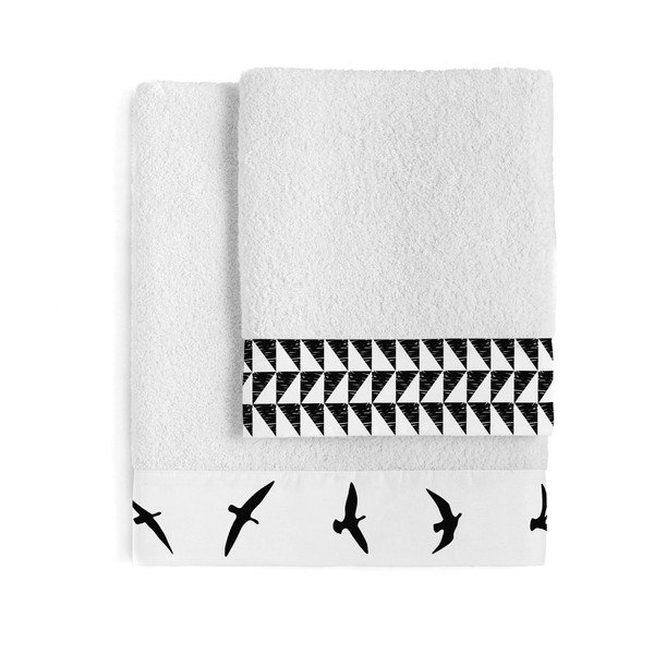 Set di 2 asciugamani in cotone Trip Trip Juego - Blanc