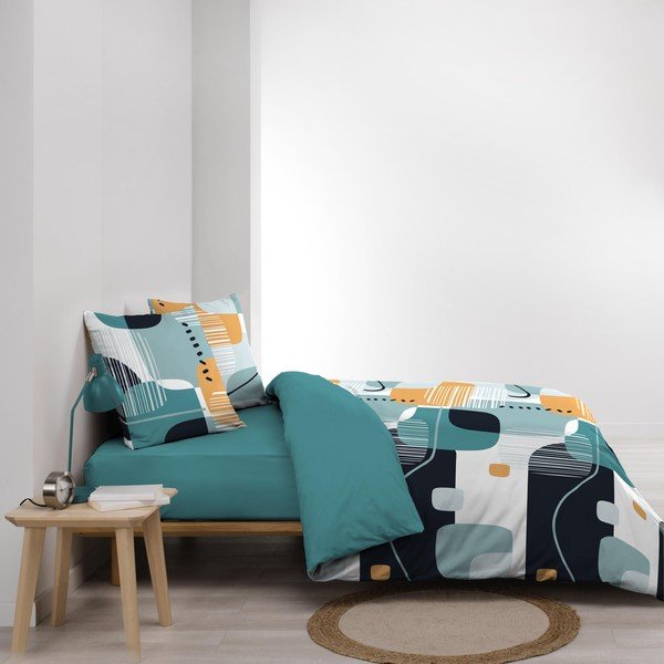 Set copripiumino e federa color foglia di tè in cotone per letto matrimoniale 200x200 cm Sprint – douceur d'intérieur-image-2