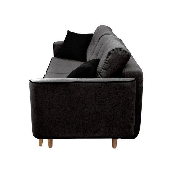 Divano letto a tre posti nero con gambe chiare Ivy - Mazzini Sofas-image-2