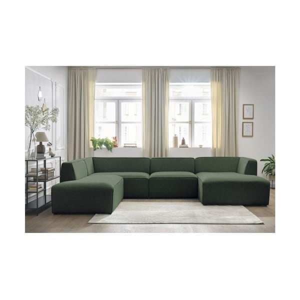 Divano angolare componibile verde (penisola a sinistra/a U) Megeve – Bobochic Paris-image-3