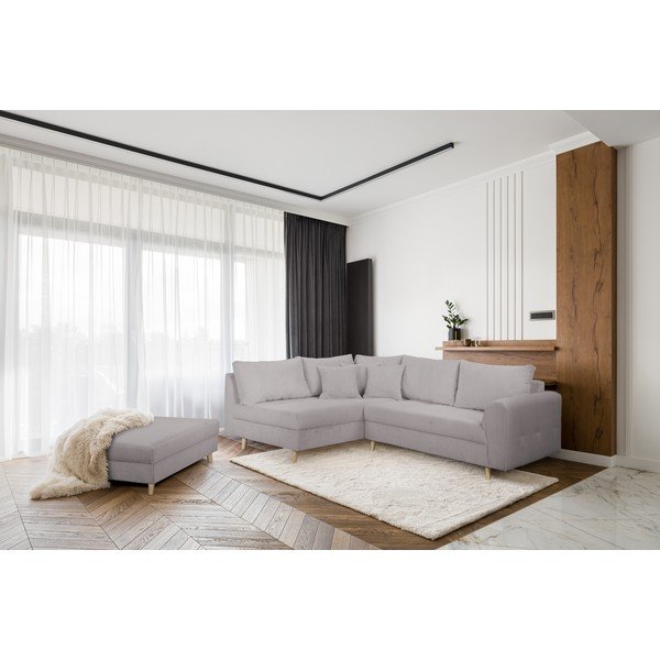 Sgabello in velluto a coste grigio Ariella - Ropez-image-1