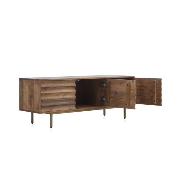 Tavolo TV in legno di mango di colore naturale 140x51 cm Ripple - Geese-image-1