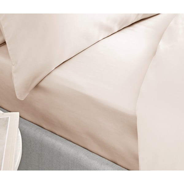 Lenzuolo classico in cotone sateen beige, 135 x 190 cm - Bianca-image-1