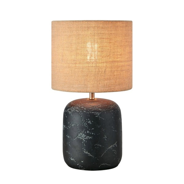 Lampada da tavolo con paralume in juta di colore nero e naturale (altezza 45 cm) Montagna - Markslöjd