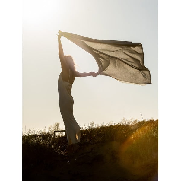 Plaid beige con cotone Summer , 140 x 180 cm Linen - Euromant-image-2