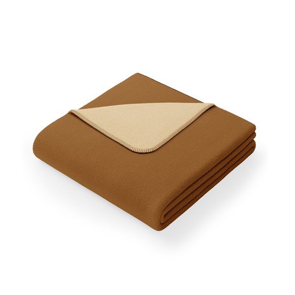Coperta marrone e beige in misto cotone , 150 x 200 cm Virkkuu - AmeliaHome