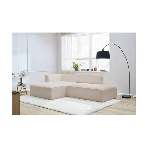 Divano angolare componibile beige (penisola a sinistra/a L) con rivestimento in bouclé Megeve – Bobochic Paris-image-1