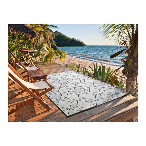 Tappeto da esterno color crema e blu , 140 x 200 cm Elba Geo - Universal-image-2