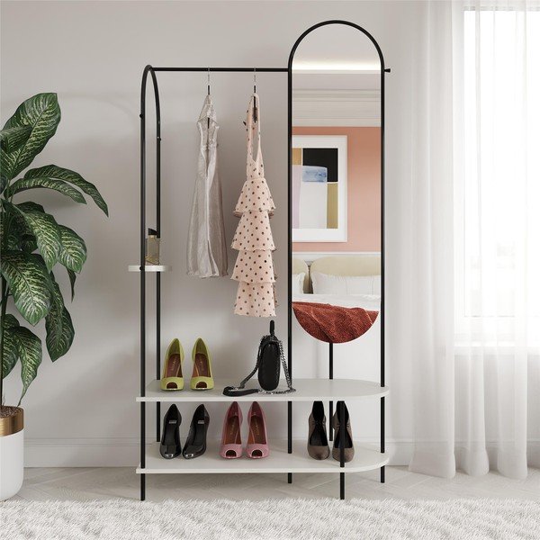 Set di mobili da ingresso nero/grigio in metallo 101x183x43 cm Anastacia – Støraa-image-1