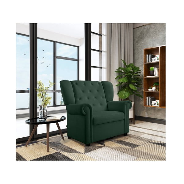 Sedia a dondolo chesterfield in velluto verde Lillyse - Støraa-image-3