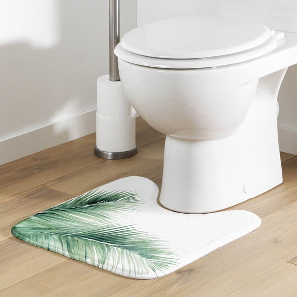 Tappetino per il bagno bianco e verde per WC 45x45 cm Havane – douceur d'intérieur-image-1