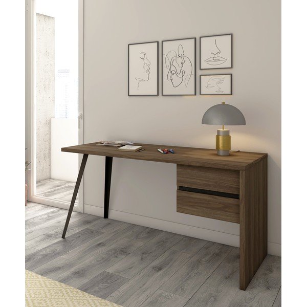 Tavolo da lavoro in noce 69x136 cm Rio - Marckeric-image-1