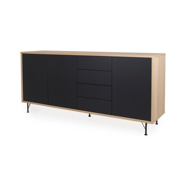 Cassettiera nera Flow, lunghezza 217 cm - Tenzo-image-1