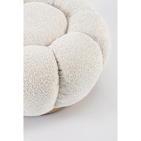 Poggiapiedi color crema con rivestimento in bouclé Florel – Bizzotto-image-3